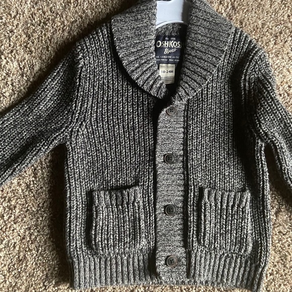 OSH KOSH B’GOSH BOY GRAY CARDIGAN - Picture 2 of 5